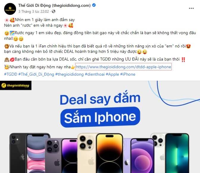 mẫu content điện thoại
