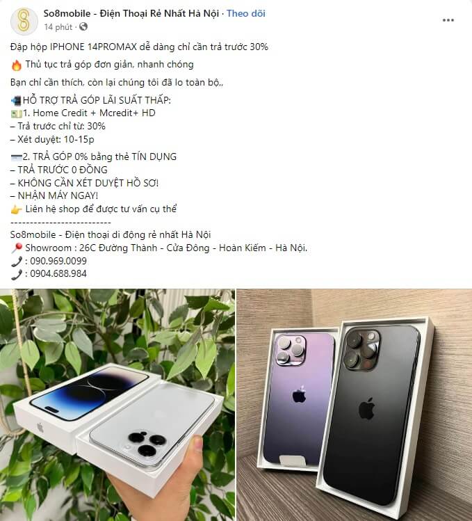 mẫu content điện thoại