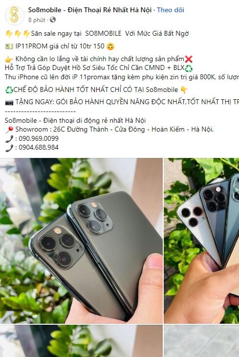 mẫu content điện thoại