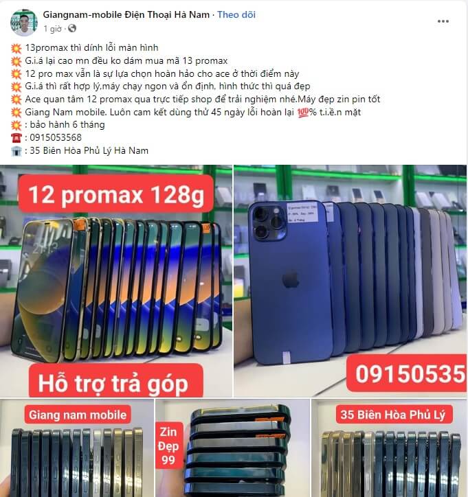 mẫu content điện thoại