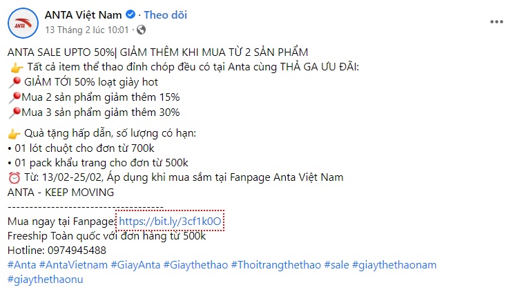 Mẫu content bán giày với chương trình khuyến mãi Mẫu content bán giày với chương trình khuyến mãi