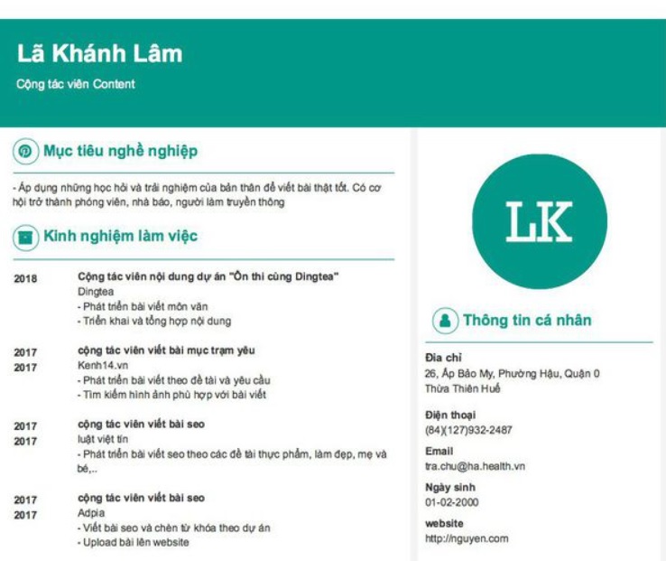 mẫu cv content marketing mẫu cv content marketing