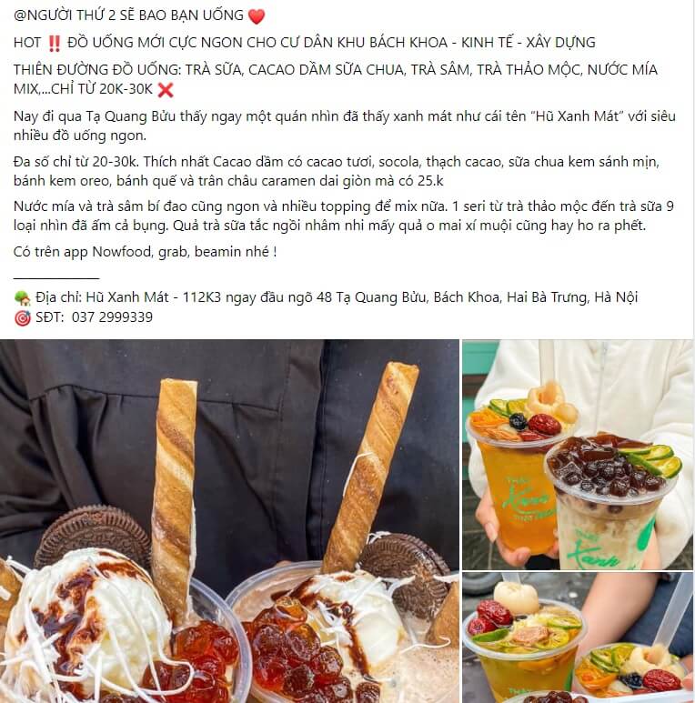 Mẫu content đồ uống số 2 Mẫu content đồ uống số 2