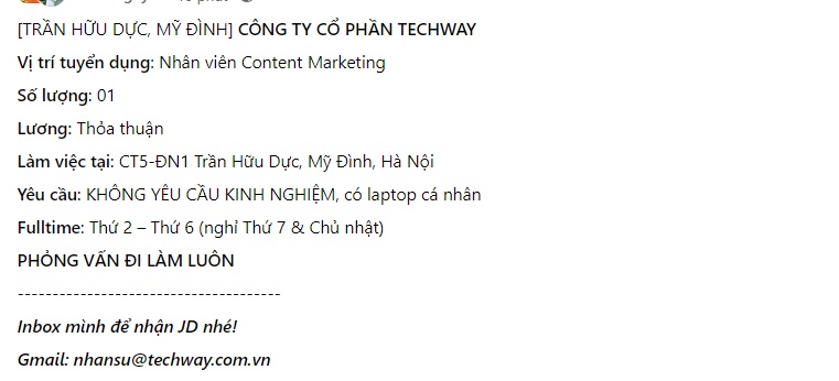 Mẫu content tuyển dụng content 1 Mẫu content tuyển dụng content 1