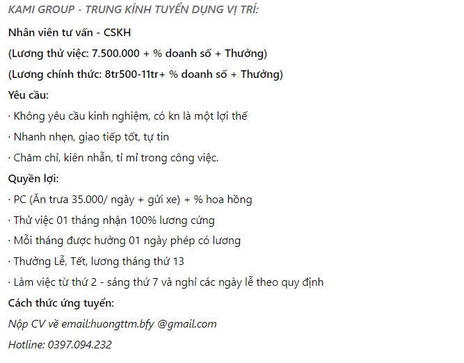 Mẫu content tuyển dụng telesale Mẫu content tuyển dụng telesale