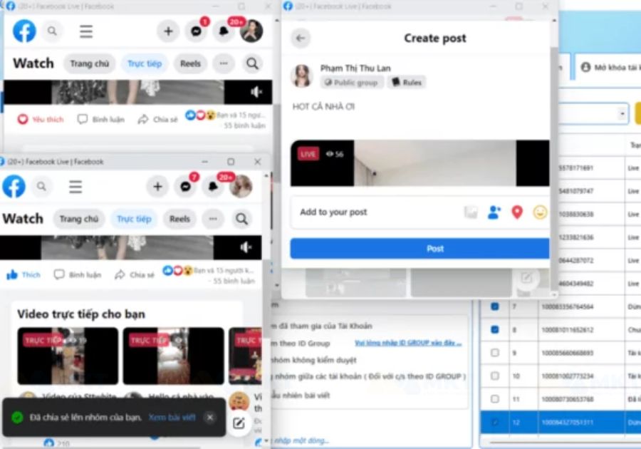 Chạy share livestream vào nhóm tự động bằng MKT Care Chạy share livestream vào nhóm tự động bằng MKT Care