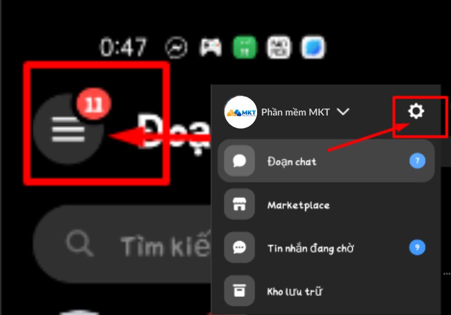 Chọn cài đặt