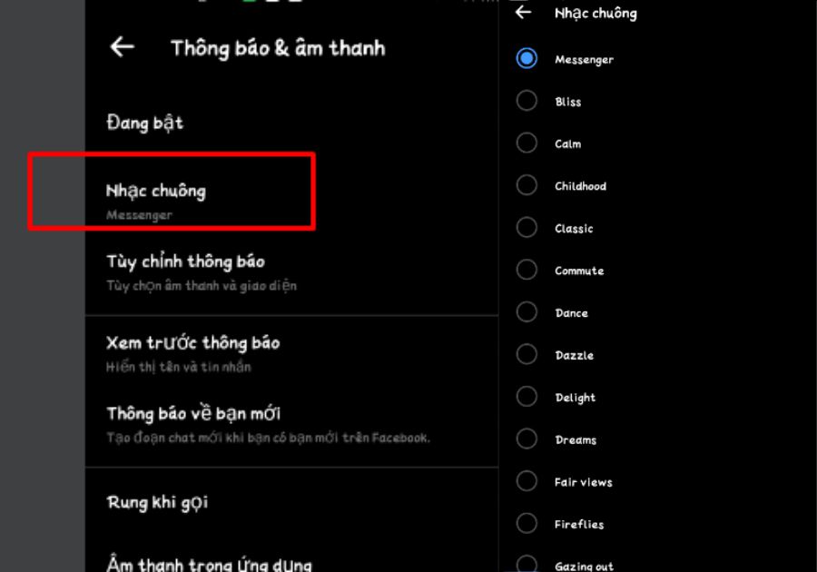 Cài đặt nhạc chuông