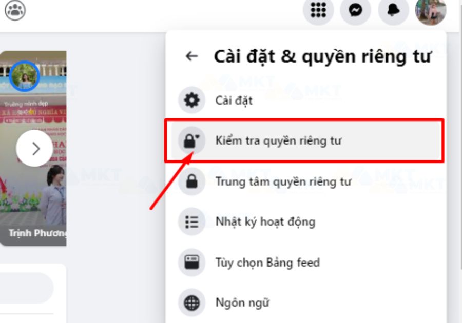 Chọn KIỂM TRA QUYỀN RIÊNG TƯ Chọn KIỂM TRA QUYỀN RIÊNG TƯ