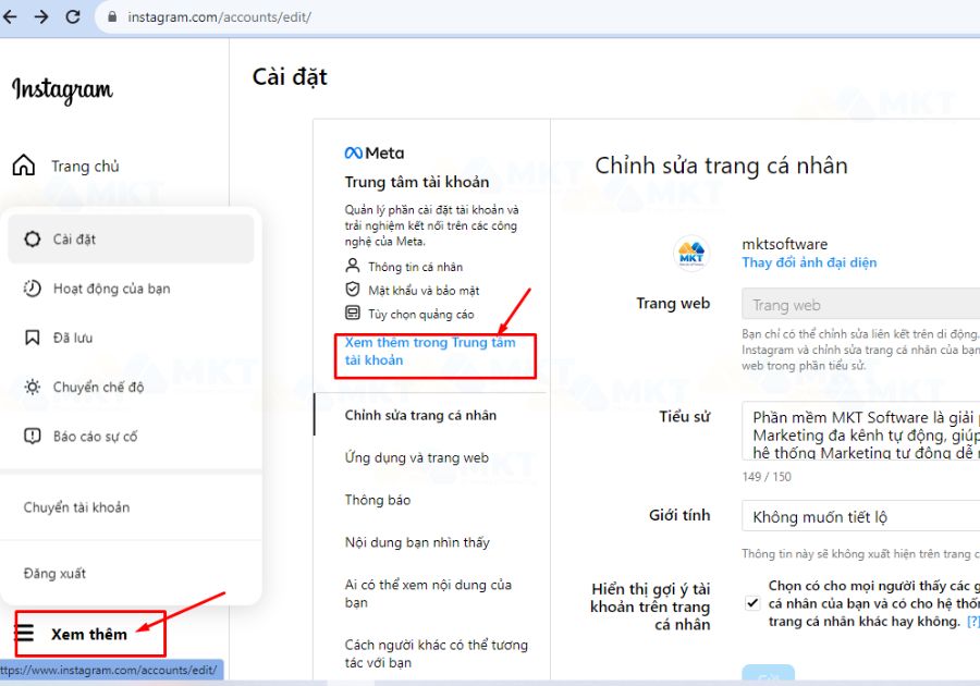 Chọn xem thêm => Chọn Xem thêm trong trung tâm tài khoản Chọn xem thêm => Chọn Xem thêm trong trung tâm tài khoản