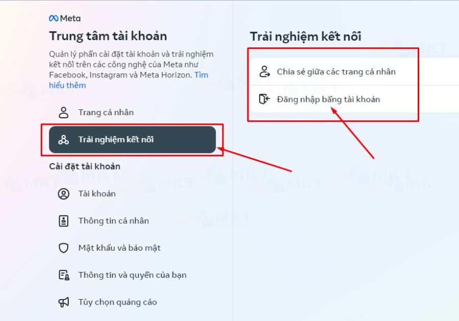 Chọn trải nghiệm kết nối và kết nối với tài khoản Facebook Chọn trải nghiệm kết nối và kết nối với tài khoản Facebook