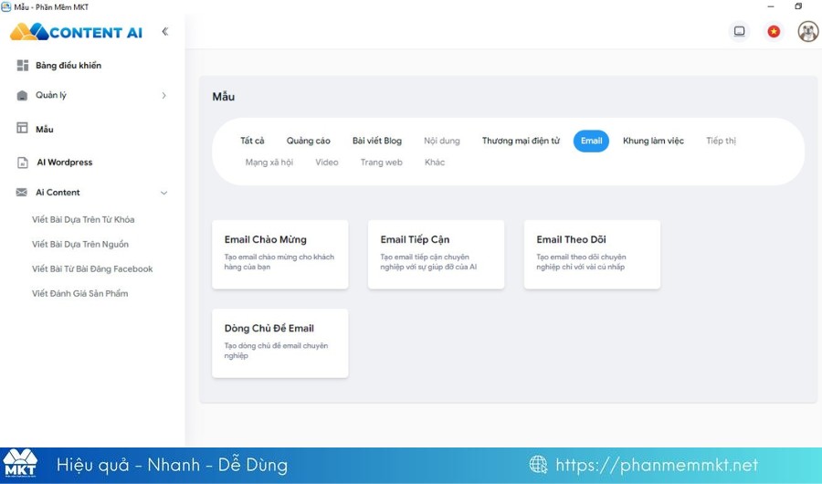 Content AI – Tạo email marketing Content AI – Tạo email marketing