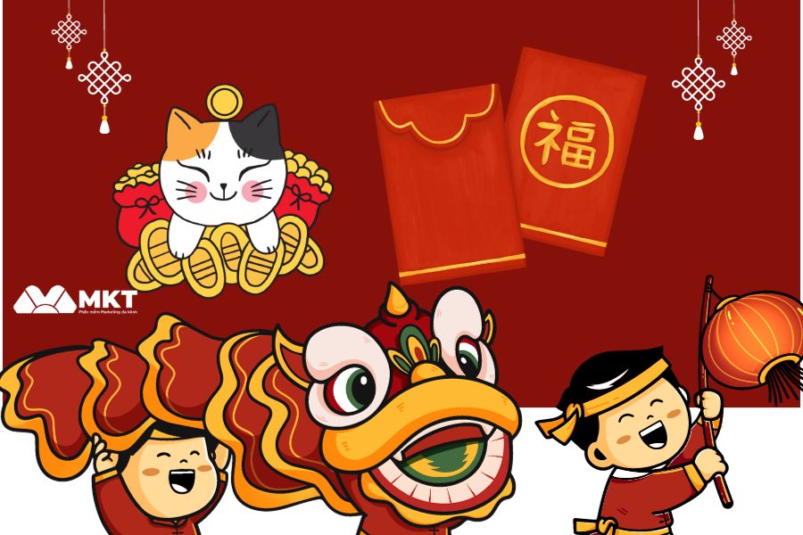 Các mẫu content quảng cáo mùa Tết Bán đồ trang trí và bao lì xì Tết