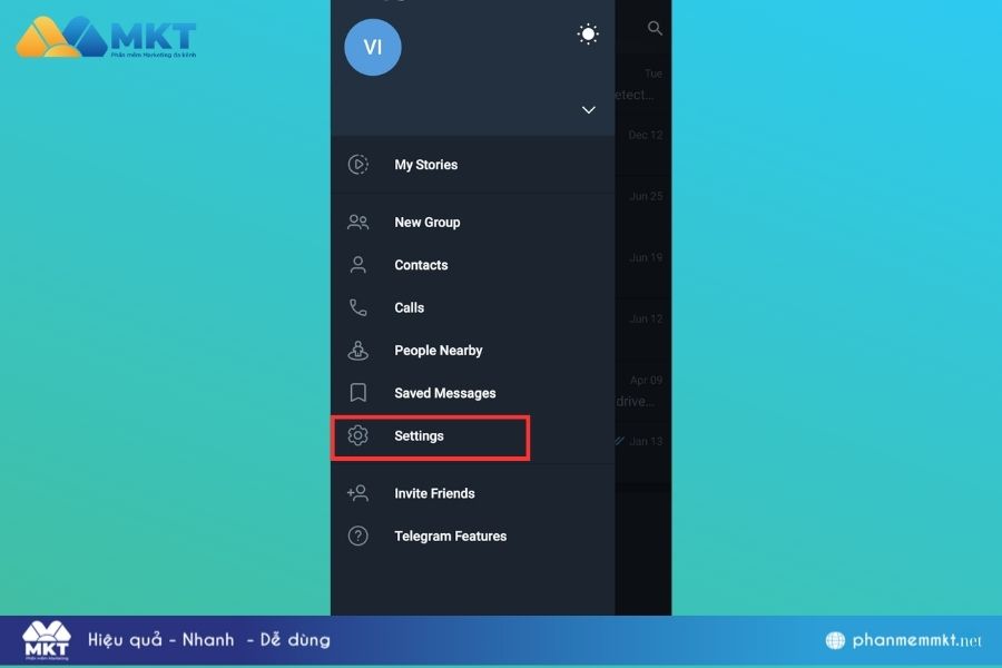 Xóa bộ nhớ Telegram trên Android