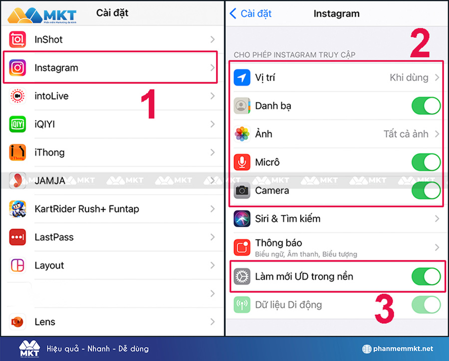 Cấp quyền cho ứng dụng Instagram trên iPhone Cấp quyền cho ứng dụng Instagram trên iPhone