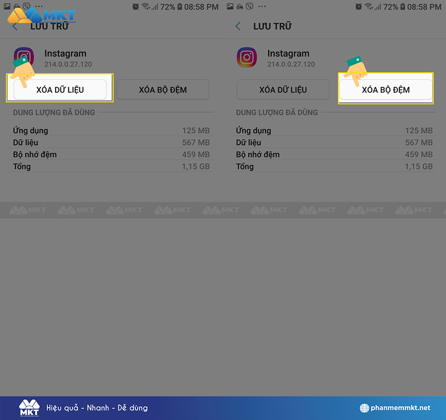 Xóa dữ liệu và bộ nhớ cache ứng dụng Instagram Xóa dữ liệu và bộ nhớ cache ứng dụng Instagram