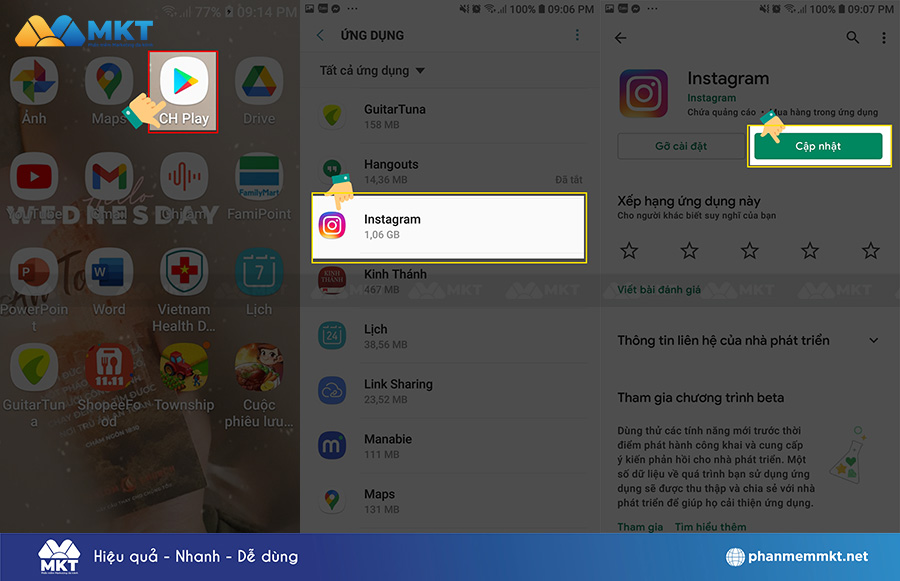 Cập nhật ứng dụng Instagram Cập nhật ứng dụng Instagram