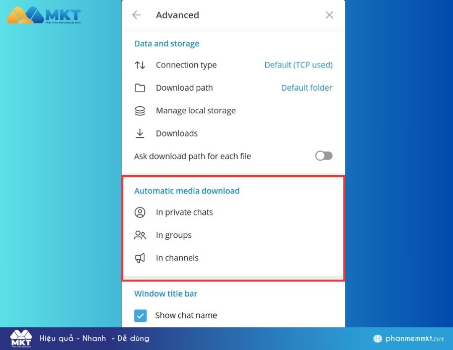 Cách tắt tự tải video trên Telegram về máy tính Cách tắt tự tải video trên Telegram về máy tính