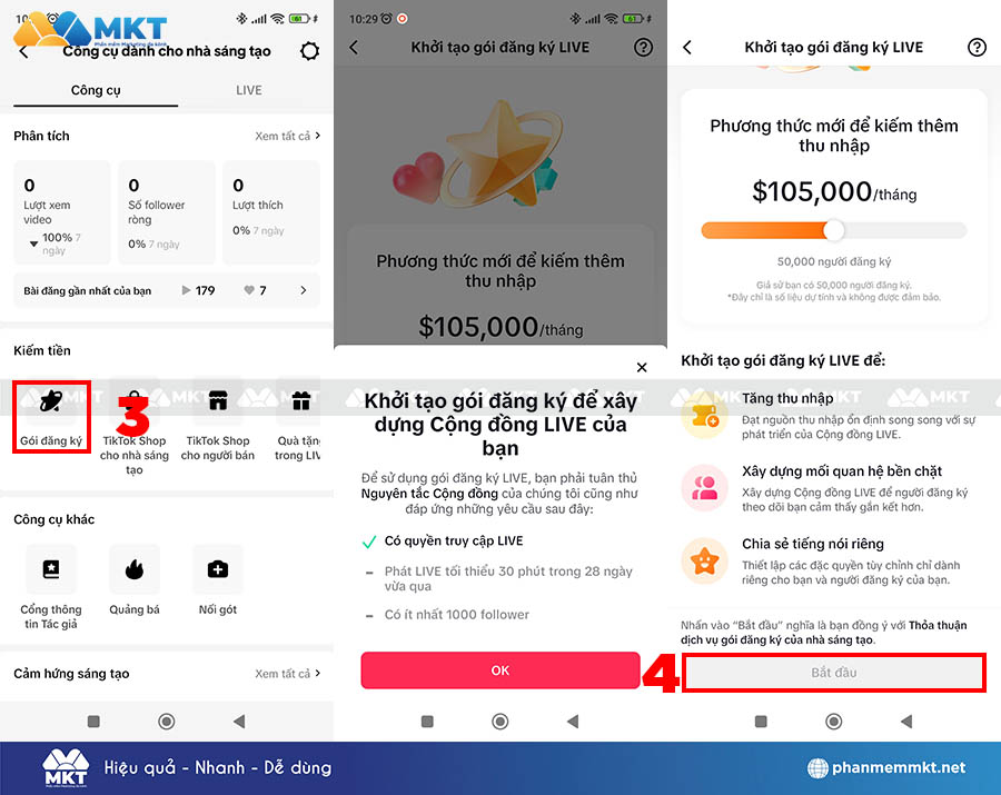 Bật tính năng Gói đăng ký LIVE trên TikTok Bật tính năng Gói đăng ký LIVE trên TikTok