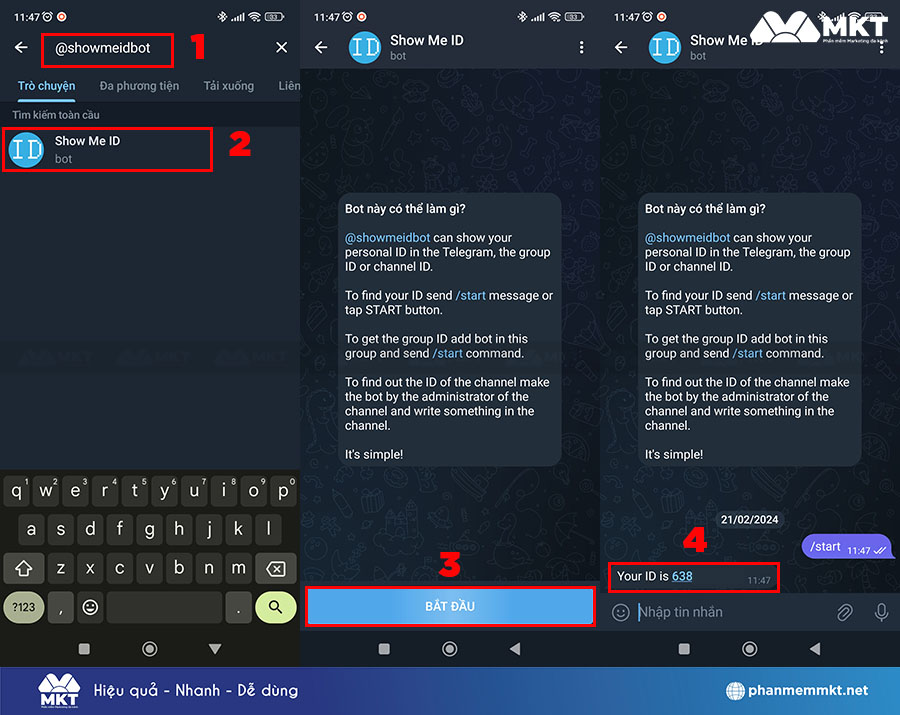 Cách lấy ID Telegram của mình trên điện thoại