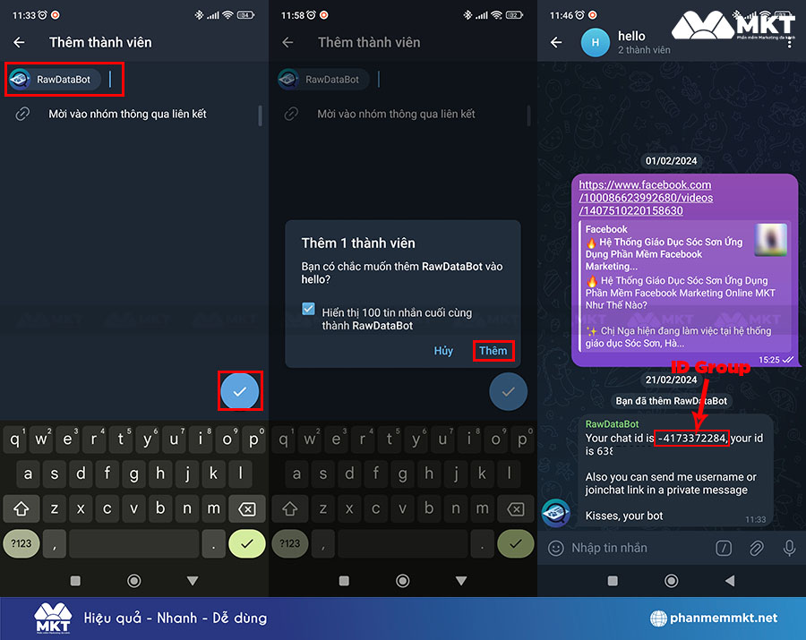 Lấy ID group Telegram bằng @RawDataBot Lấy ID group Telegram bằng @RawDataBot