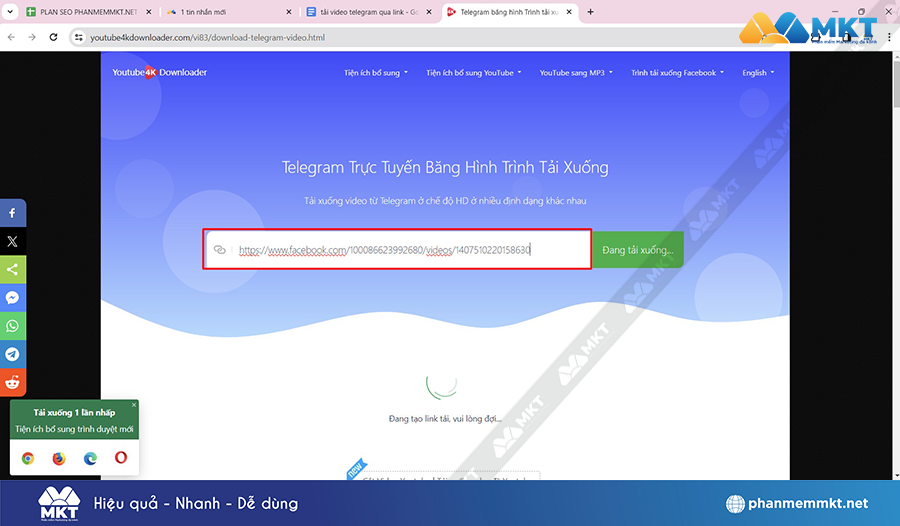 Dán link video vào ô nhập liệu và chọn Tải xuống Dán link video vào ô nhập liệu và chọn Tải xuống