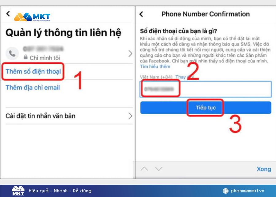 không nhận được mã xác minh Facebook Kiểm tra xem số điện thoại đang hiện có đúng không
